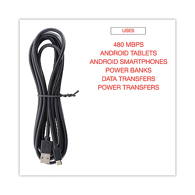 Innovera USB to Micro USB Cable, 10 ft, Black (IVR30013)