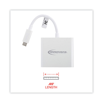 Innovera USB Type-C HDMI Multiport Adapter, HDMI/USB-C/USB 3.0, 0.65 ft, White (IVR50000)