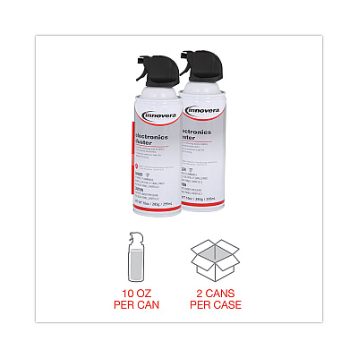 Innovera Compressed Air Duster Cleaner, 10 oz Can, 2/Pack (IVR10012)