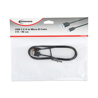Innovera USB to Micro USB Cable, 3 ft, Black (IVR30006)