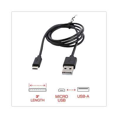 Innovera USB to Micro USB Cable, 3 ft, Black (IVR30006)