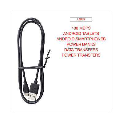 Innovera USB to Micro USB Cable, 3 ft, Black (IVR30006)