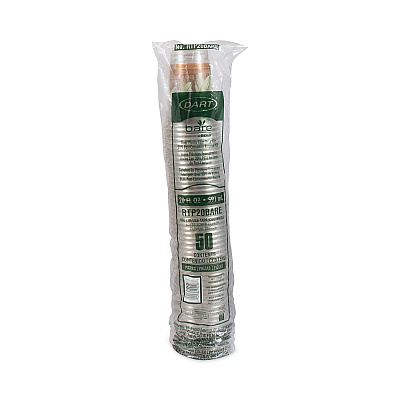 Dart Bare Eco-Forward RPET Cold Cups 20 oz, ProPlanet Seal, Leaf Design, Clear, 50/Pack, 12 Packs/Carton (DCCRTP20BARE)