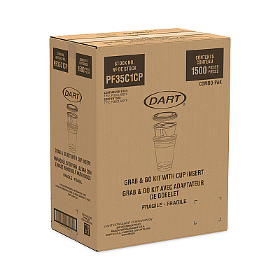 Dart Clear PET Grab n Go Kit Combo with Insert, 12 oz, Clear, 500/Carton (DCCPF35C1CP)