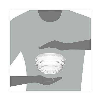 Dart PresentaBowls Bowl/Lid Combo-Paks, 24 oz, 7.25 Diameter x 2.38 h, Clear, Plastic, 63/Pack, 2 Pack/Carton (DCCPET24BCD)