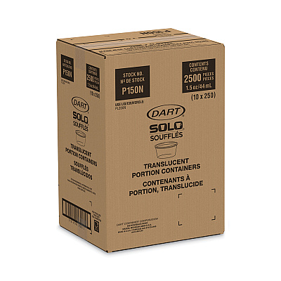 Dart Polystyrene Portion Cups, 1.5 oz, Translucent, 2,500/Carton (DCCP150N)