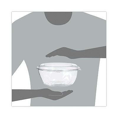 Dart Tamper-Resistant, Tamper-Evident Bowls with Dome Lid, 64 oz, 8.9" Diameter x 4"h, Clear, Plastic, 100/Carton (DCCCTR64BD)