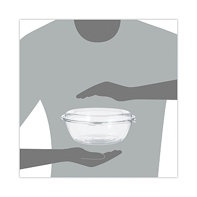 Dart Tamper-Resistant, Tamper-Evident Bowls with Dome Lid, 48 oz, 8.9" Diameter x 3.4"h, Clear, Plastic, 100/Carton (DCCCTR48BD)