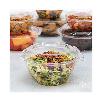 Dart Tamper-Resistant, Tamper-Evident Bowls with Dome Lid, 32 oz, 7" Diameter x 3.4"h, Clear, Plastic, 150/Carton (DCCCTR32BD)