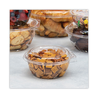 Dart Tamper-Resistant, Tamper-Evident Bowls with Dome Lid, 12 oz, 5.5" Diameter x 2.6"h, Clear, Plastic, 240/Carton (DCCCTR12BD)