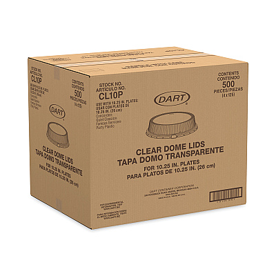 Dart Dome Covers fit 10" Disposable Plates, Clear, Plastic, 500/Carton (DCCCL10P)