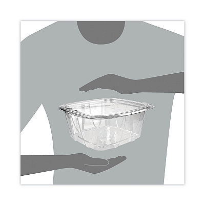 Dart ClearPac SafeSeal Tamper-Resistant/Evident Containers, Flat Lid, 64 oz, 8.1 x 7.8 x 3.3, Clear, Plastic, 100/Bag, 2 Bags/CT (DCCCH64DEF)
