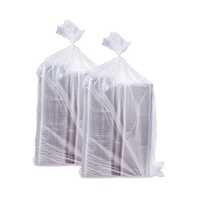 Dart ClearPac SafeSeal Tamper-Resistant/Evident Containers, Flat Lid, 35 oz, 7.9 x 8.8 x 1.8, Clear, Plastic, 100/Bag, 2 Bags/CT (DCCCH35DEF)
