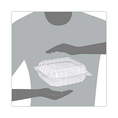 Dart ClearSeal Hinged-Lid Plastic Containers, 8.3 x 8.3 x 3, Clear, Plastic, 250/Carton (DCCC90PST1)