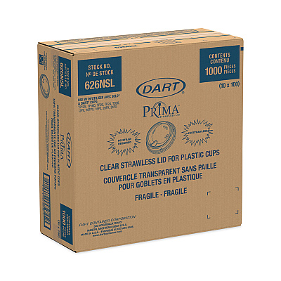 Dart Prima Strawless Plastic Lids, Fits 12 oz to 26 oz Cups, Clear, 1,000/Carton (DCC626NSL)