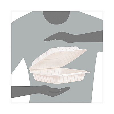 Dart Hinged Lid Containers, Single Compartment, 9 x 8.8 x 3, White, Plastic, 150/Carton (DCC90MFPPHT1)