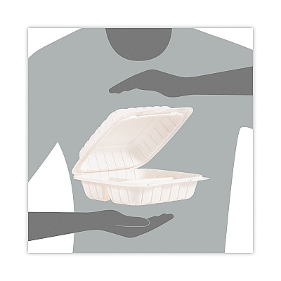 Dart Hinged Lid Containers, 3-Compartment, 8.3 x 8 x 3, White, Plastic, 150/Carton (DCC85MFPPHT3)