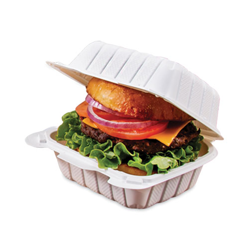 Dart ProPlanet Hinged Lid Containers, 6 x 6.3 x 3.3, White, Plastic, 400/Carton (60MFPPHT1)