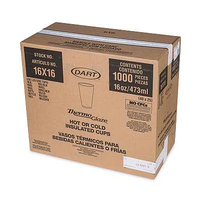 Dart Cafe G Foam Hot/Cold Cups, 16 oz, Brown/Green/White, 1,000/Carton (DCC16X16G167318)