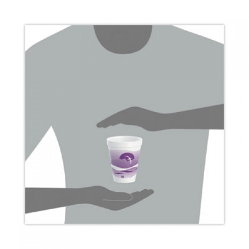Dart Horizon Hot/Cold Foam Drinking Cups,, 10 oz, White/Purple, 25/Bag, 40 Bags/Carton (10J10H)
