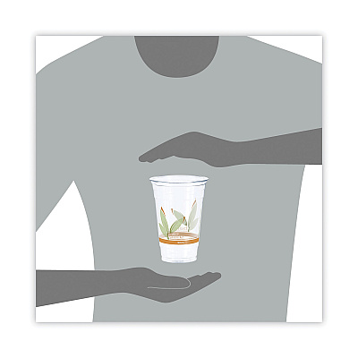 Dart Bare Eco-Forward RPET Cold Cups 20 oz, ProPlanet Seal, Leaf Design, Clear, 50/Pack, 12 Packs/Carton (DCCRTP20BARE)