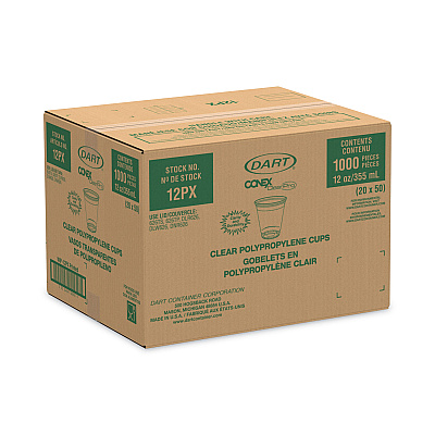 Dart Conex ClearPro Plastic Cold Cups, 12 oz, Clear, 50/Sleeve, 20 Sleeves/Carton (SCC12PX)