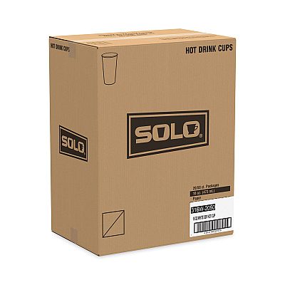 Solo Single-Sided Poly Paper Hot  Cups, 16 oz, White, 50 Sleeve, 20 Sleeves/Carton (SCC316W)