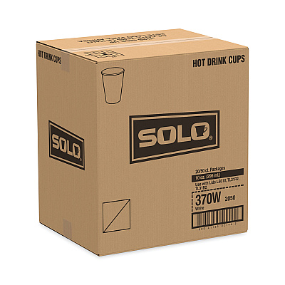 Solo Single-Sided Poly Paper Hot Cups, 10 oz, White, 50 Sleeve, 20 Sleeves/Carton (SCC370W)