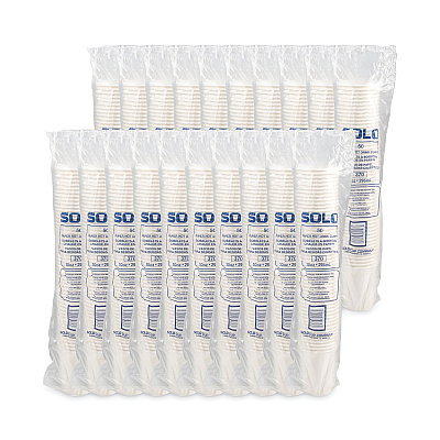 Solo Single-Sided Poly Paper Hot Cups, 10 oz, White, 50 Sleeve, 20 Sleeves/Carton (SCC370W)