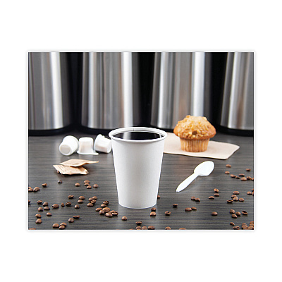 Solo Single-Sided Poly Paper Hot Cups, 12 oz, White, 50/Bag, 20 Bags/Carton (SCC412WN)