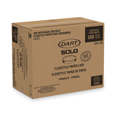 Solo Paper Lids for Food Containers, For 32 oz Containers, Vented, 4.6" Diameter x 0.7"h, White, 25/Bag, 20 Bags/Carton (SCCCH32A)