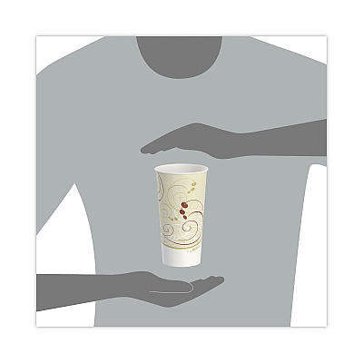 Solo Double Sided Poly Paper Cold Cups, 21 oz, Symphony Design, Tan/Maroon/White, 50/Pack, 20 Packs/Carton (SCCRNP21PSYM)