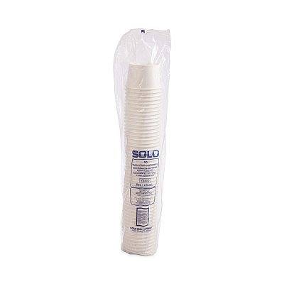 Solo Double Poly Paper Food Containers, 8 oz, 3.8" Diameter x 2.4"h, White, 50/Pack, 20 Packs/Carton (SCCVS60802050)