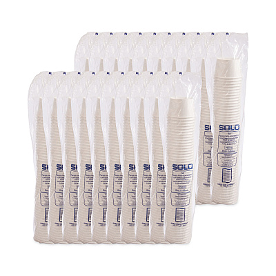 Solo Double Poly Paper Food Containers, 8 oz, 3.8" Diameter x 2.4"h, White, 50/Pack, 20 Packs/Carton (SCCVS60802050)