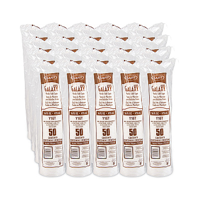 Dart High-Impact Polystyrene Cold Cups, 16 oz, Translucent, 50/Pack (DCCY16TPK)