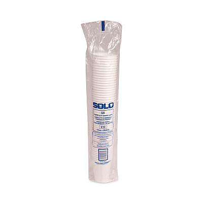 Solo Single-Sided Poly Paper Hot Cups, 12 oz, White, 50/Bag, 20 Bags/Carton (SCC412WN)