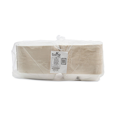 Solo Bare Eco-Forward Bagasse Hinged Lid Containers, ProPlanet Seal, 3-Compartment, 9.6 x 9.4 x 3.2, Ivory, Sugarcane, 200/Carton (SCCHC9CSC2050)