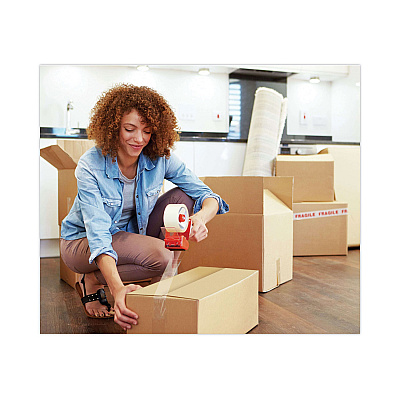 Scotch Tough Grip Moving Packaging Tape with Dispenser, 3" Core, 1.88" x 54.6 yds, Clear (MMM3500RD)