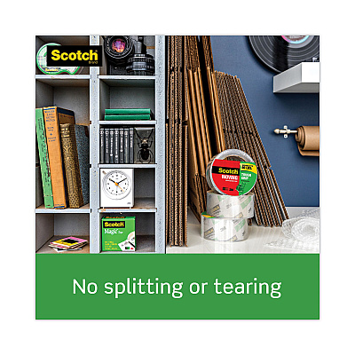 Scotch Tough Grip Moving Packaging Tape, 3" Core, 1.88" x 38.2 yds, Clear, 3/Pack (MMM35003ESF)