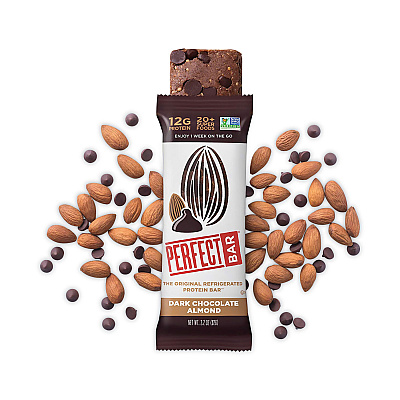Perfect Bar Refrigerated Protein Bar, Dark Chocolate Almond, 2.2 oz Bar, 16/Carton (GRR30700246)