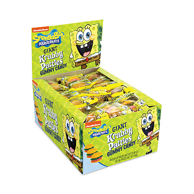Nickelodeon SpongeBob Squarepants Giant Krabby Patties Gummy Candy, 0.63 oz Pack, 36/Carton (GRR2500006)