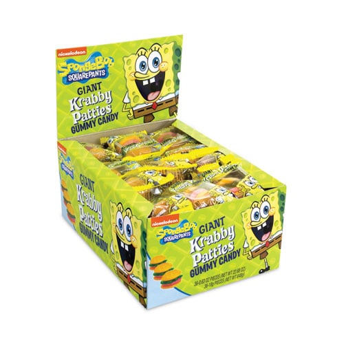 Nickelodeon SpongeBob Squarepants Giant Krabby Patties Gummy Candy, 0.63 oz Pack, 36/Box, Delivered in 1-4 Business Days (2500006)