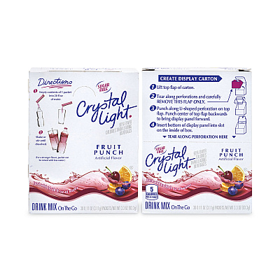 Crystal Light On-The-Go Sugar-Free Drink Mix, Fruit Punch, 0.11 oz Single-Serving Tubes, 30/Box, 2 Boxes/Carton (GRR30700156)