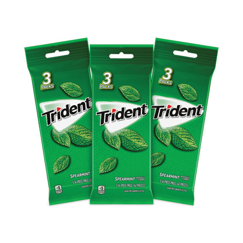 Trident Gum, Spearmint, 14 Sticks/Packet, 3 Packets/Pack, 3 Packs, Delivered in 1-4 Business Days (30400047)