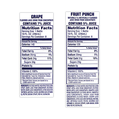 Welch's Fruit Juice Variety Pack, Fruit Punch, Grape, and Orange Pineapple, 10 oz Bottles, 24/Carton (GRR90000105)