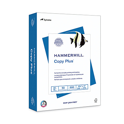 Hammermill Copy Plus Print Paper, 92 Bright, 20 lb Bond Weight, 8.5 x 11, White, 500 Sheets/Ream, 10 Reams/Carton, 40 Cartons/Pallet (HAM105007PLT)
