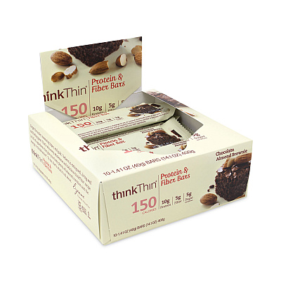 thinkThin High Protein Bars, Almond Brownie, 1.41 oz Bar, 10 Bars/Carton (GRR30700117)