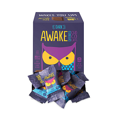 Awake Caffeinated Dark Chocolate Bites, 0.47 oz Bars, 50 Bars/Carton (GRR30700314)