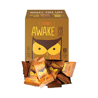 Awake Caffeinated Caramel Chocolate Bites, 0.58 oz Bars, 50 Bars/Carton (GRR30700315)