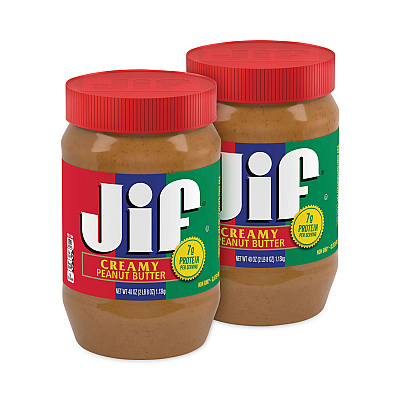 Jif Creamy Peanut Butter, 40 oz Jar, 2/Pack (GRR30700227)